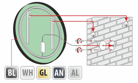 Lustro okrągłe RONDA PLUS w ramie z oświetleniem LED - MCJ