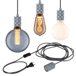  Lampa wisząca z wyłącznikiem Neordic Tilla max.20W E27 szary-aluminium 230V (PL78437) - PAULMANN