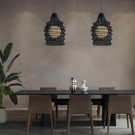 RATTAN PENDANT LIGH E BLACK (20155 Zambelis) - Zambelis