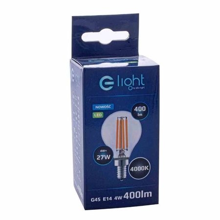 Żarówka Filamentowa LED 4W G45 E14 4000K (EKZF380) - Eko-Light