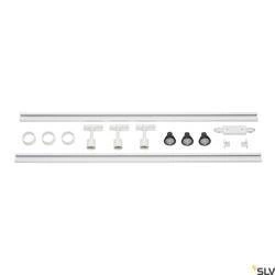 1-FAZOWY ZESTAW WYSOKONAPIĘCIOWY, trzypunktowy, LED, kolor biały, 2x szyna wysokonapięciowa 1m, 3x głowica lampy Puri, łącznik wzdłużny, 2 zaślepki, 3x pierścień dekoracyjny, 3x źródło światła LED GU10 (143191) - SLV