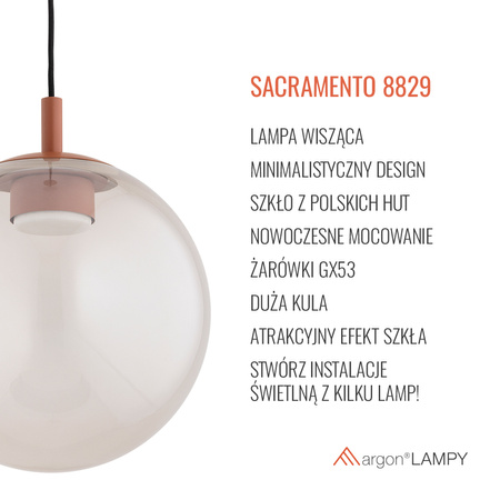 Pojedyncza lampa wisząca  SACRAMENTO (8829) - Argon