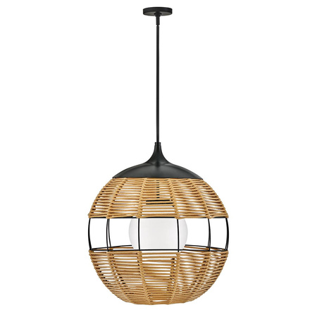 Średnia lampa wisząca na taras Maddox karmelowy beż (QN-MADDOX-P-M-BK-CAM) - Quintiesse