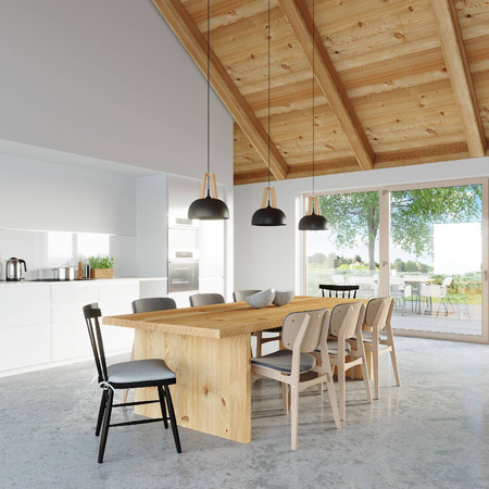 Lampa wisząca CASCO czarna/naturalne drewno (SL.0390) - Sollux