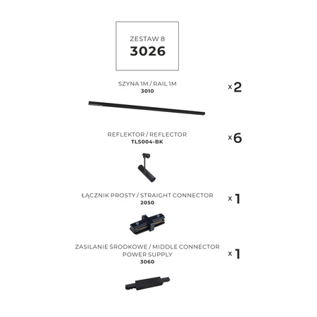 ZESTAW 8 SZYNOPRZEWODY BLACK JEDNOOBWODOWY (3026) - Zuma Line