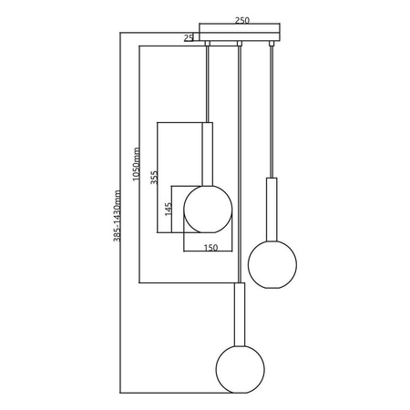 Lampa wisząca NIKO BLACK 3 (ML0333) - Milagro