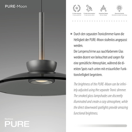 PURE MOON LAMPA WISZĄCA PLATYNOWA (2193-15) - Paul Neuhaus