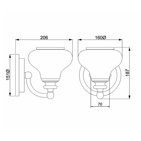 Kinkiet Ainsley (HK-AINSLEY1-BATH-BB) - Elstead Lighting