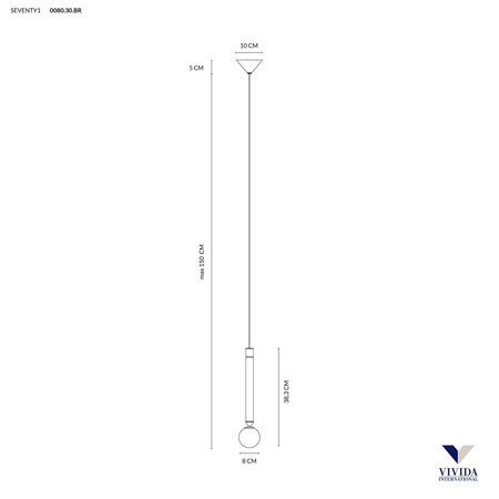 Lampa Wisząca SEVENTY 1 Kol. Brąz Utleniony (0080.30.BRL) - Vivida