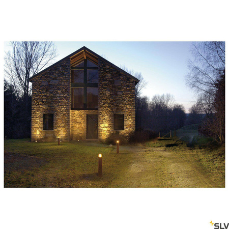 RUSTY 70, lampa podłogowa outdoor, TC-DSE, IP55, okrągła, zardzewiałe żelazo, Ø/W 19/70 cm, maks. 11W (229021) - SLV