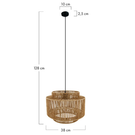 Lampa wisząca Boho papierowa 38x38x128cm (55697-017) - DIJK