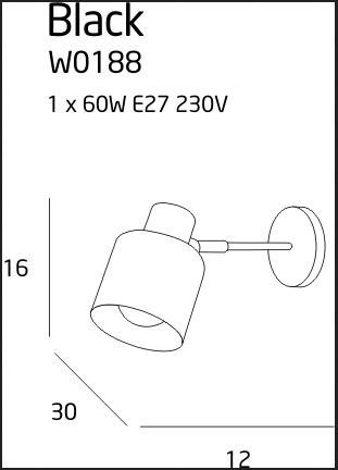 Kinkiet Black (W0188) Maxlight