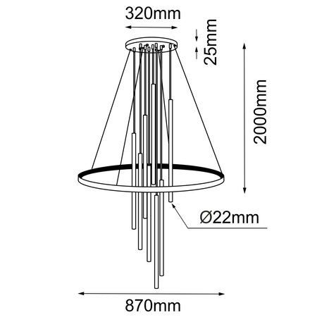 Lampa wisząca Luna - Mosiądz mat-czarna 3000K   (8978) - Amplex