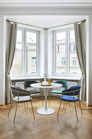 Stół TULIP MARBLE 90 CARRARA biały -      marmur, metal (GT-09M.FI90) - King Home