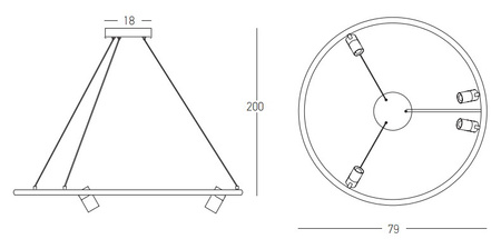 PENDANT LED LIGHT 39W + 4x5W 3000K ALUMINIUM -SILICON BLACK MATT (22013 Zambelis) - Zambelis