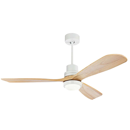 Lampa sufitowa wentylatorowa biała z naturalnego drewna LED 15W (19140) - Zambelis