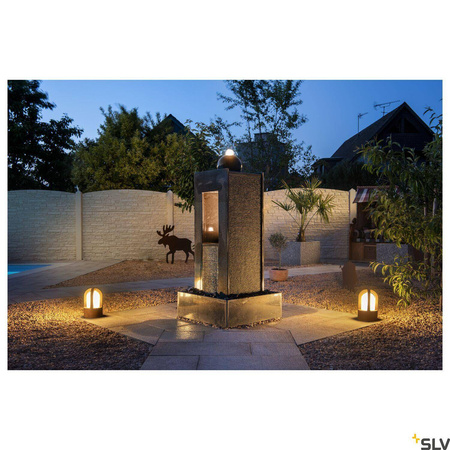 RUSTY CONE, lampa podłogowa outdoor, C35, okrągła, zardzewiałe żelazo, Ø/W 15/24 cm, maks. 40W, IP54 (229430) - SLV