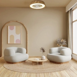 Wentylator sufitowy z metalowymi elementami i sznurkiem konopnym 33W LED (23001 Zambelis) - Zambelis