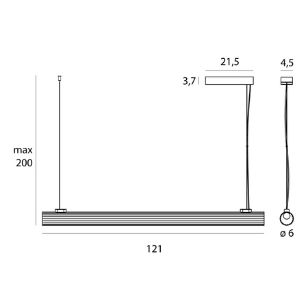 MAXLIGHT P0621 LAMPA WISZĄCA FAYETTE 121CM 20W  3000K CZARNY IP44