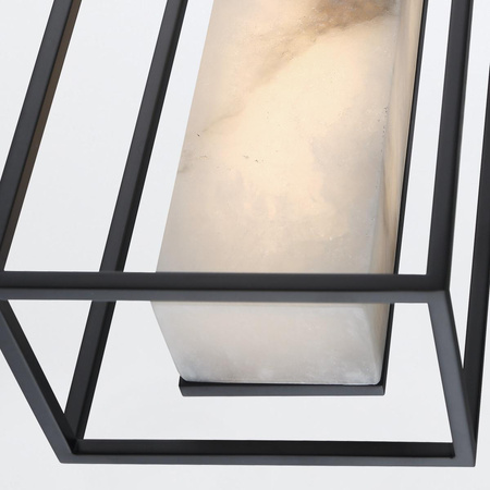 Duży kinkiet Blakley z alabastrowym kloszem Matowa czerń (QN-BLAKLEY-L-BK) - Quintiesse