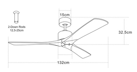 PENDANT FAN BLACK- CHERRY BLADES WITHOUT LAMP (19143-B Zambelis) - Zambelis