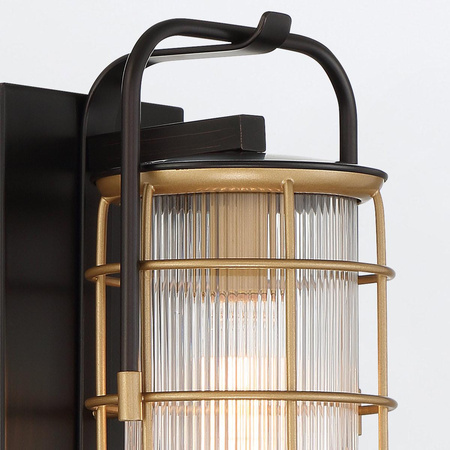 Mała latarnia naścienna Rivamar - 1 źródło światła - Brązowo-złota (QN-RIVAMAR-S-BLK-GD) - Quintiesse