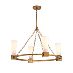 Żyrandol Kristy - 4 źródła światła - Przecierane złoto (KRISTY4-DG-OPAL) - Elstead Lighting