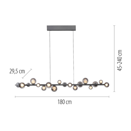 Lampa wisząca z płynną regulacją wysokości PURE E-POPUP 180cm SZARA (2558-15) - Paul Neuhaus