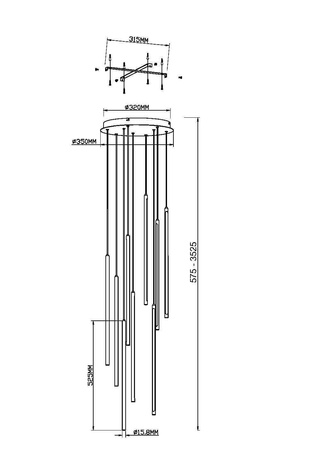 Lampa wisząca Light stick (MOD236PL-L54BS3K) - Maytoni