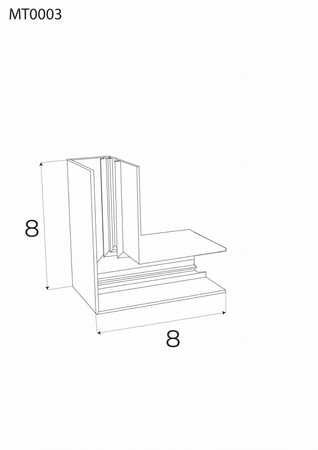 MAXLIGHT MT0003. Kątownik 90°. głęboki. Montaż na sufit lub ścianę. Do szyn MT0001, MT0002