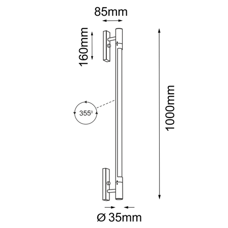 Kinkiet Ibara K2 - Czarny (1000 mm)   (4005) - Shilo
