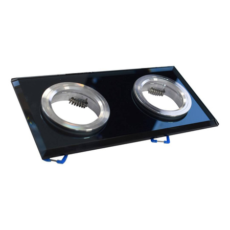 Oczko sufitowe szklane KWADRATOWE 2xGU10 Kolor: CZARNY (EKOS926) - Eko-Light