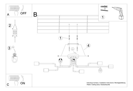 Żyrandol VECTOR 8 czarny (SL.1448) - Sollux Lighting