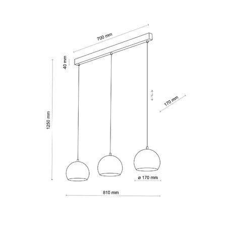 ZOE BLACK LAMPA WISZACA 3 S (10169) - TK Lighting