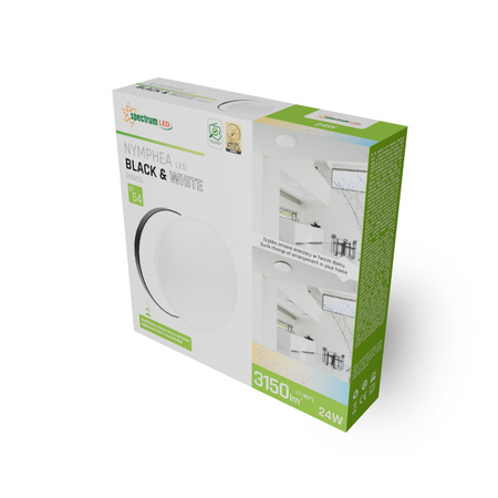 NYMPHEA BLACK &amp; WHITE RINGS 24W CCT 230V 115st IP54 FI320x52 BIAŁYCZARNY OKRĄGŁA (SLI031035CCT_PW) - Spectrum LED