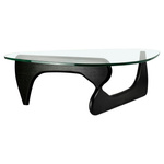 Stolik STABLE BLACK - szkło, podstawa     drewniana czarny jesion. (KH1501100127) - King Home