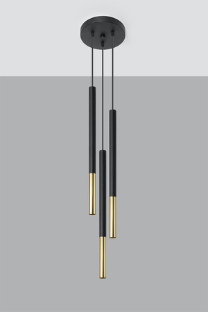 Lampa wisząca MOZAICA 3P czarny/złoto (SL.0893) - Sollux