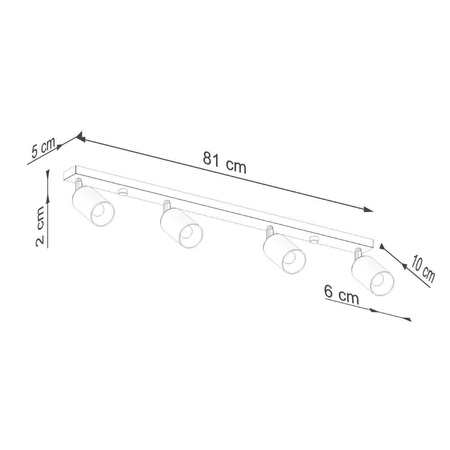 Plafon WINX 4L czarny/chrom (SL.1371) - Sollux Lighting