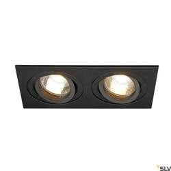 Wpuszczana oprawa podtynkowa NEW TRIA 2, lampa wpuszczana, dwupunktowa, QPAR51, prostokątna, kolor czarny, maks. 100W, ze sprężynami zaciskowymi (113492) - SLV