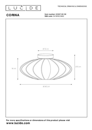 Lampa sufitowa CORINA (03147/40/30) - Lucide