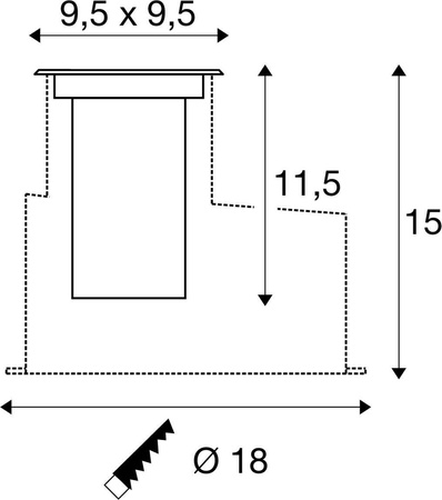 DASAR® S, lampa gruntowa do wbudowania, prostokątna (1007681) - SLV