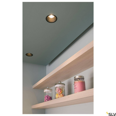 HORN-T, lampa wpuszczana, QPAR51, okrągła, kolor czarny matowy, maks. 50W, ze sprężynami zaciskowymi (113140) - SLV