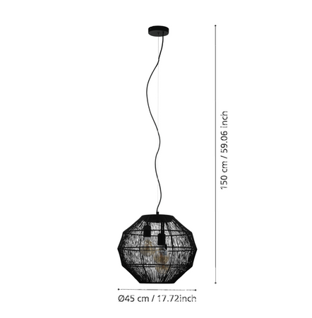 Lampa wisząca ORBETELLO czarna (390065) - EGLO