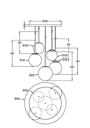 Lampa wisząca Basic form 5 biało złota (MOD321PL-05G) - Maytoni