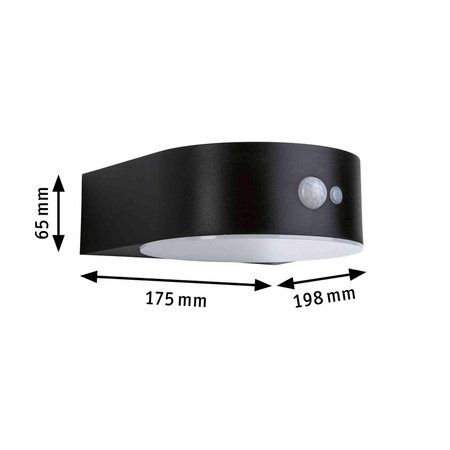 Oprawa elewacyjna EILEEN LED solar PIR 300lm 2200K IP44 czarny / tworzywo sztuczne (PL94730) - PAULMANN