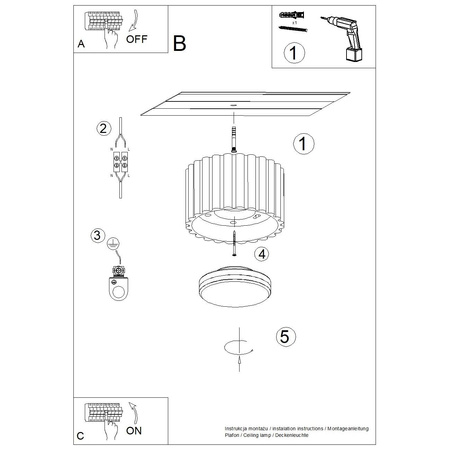 Plafon AURA 1 czarny Gx53 (SL.1787) - Sollux Lighting