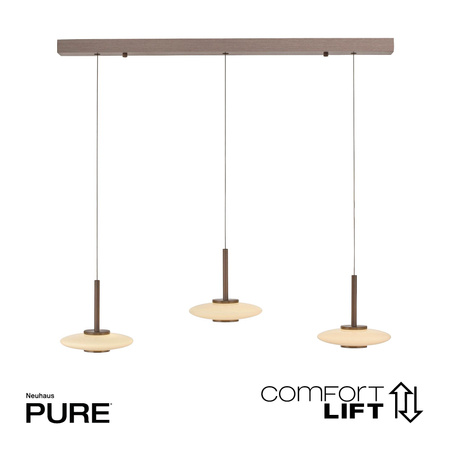 Ściemnialna lampa nad stół z płynną regulacją wysokości PURE VITRUM CIEMNOMETALOWO-BRĄZOWY (2083-34) - Paul Neuhaus