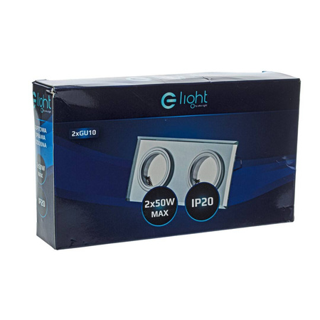 Oczko sufitowe szklane KWADRATOWE 2xGU10 Kolor: SREBNY (EKOS919) - Eko-Light