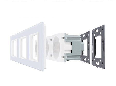 Trzy gniazda elektryczne koloru czarnego z bolcem 16A - 230V (VL-W03FR-62) LIVOLO