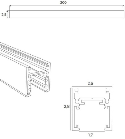 MAXLIGHT MT0012 SZYNA MAGNETYCZNA PŁYTKA, NATYNKOWA, 2 METRY, CZARNA